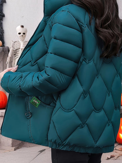 Մեծ չափս - Կանացի ոճային կարմիր կարված բաճկոն - երկար թևքերով, կայծակաճարմանդով ձմեռային վերարկու գրպաններով, առօրյա պոլիեսթերային վերնազգեստ ցուրտ եղանակի համար, ձմեռային բաճկոն