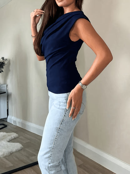 Slim Fit Off-Shoulder Casual Polyester Top for Women