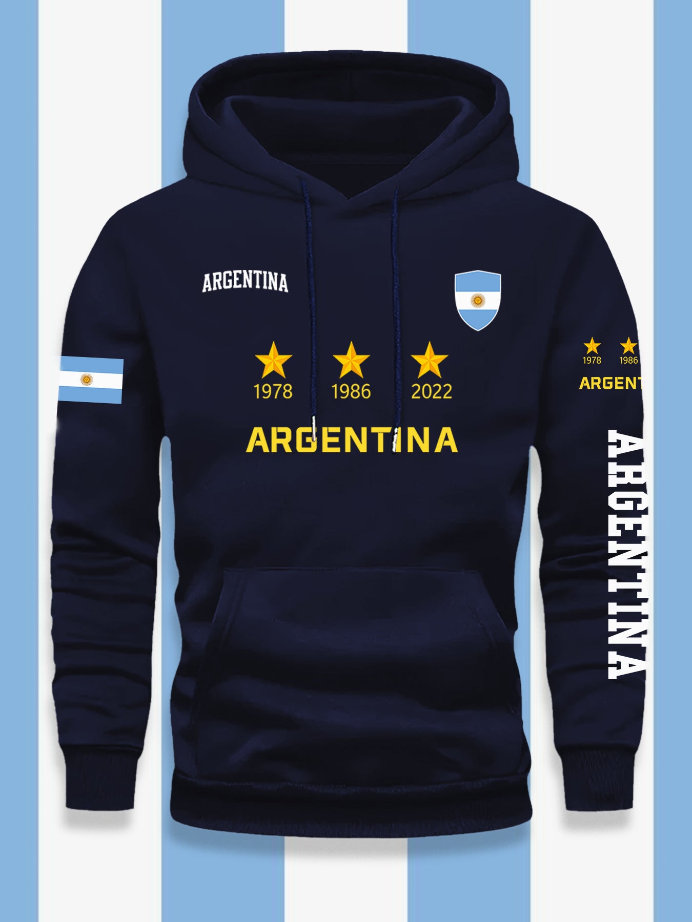 Men's Argentina Flag Hoodie - Casual Loose Fit Pullover