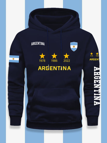 Men's Argentina Flag Hoodie - Casual Loose Fit Pullover