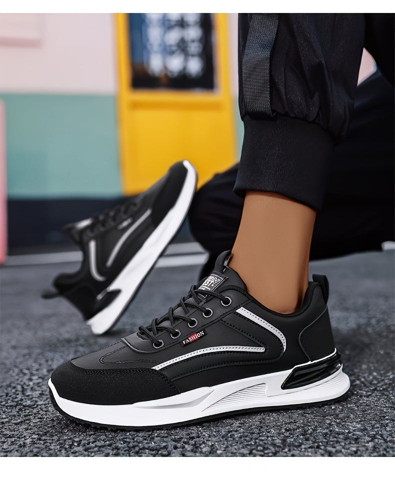 Men's Plus Size Walking Shoes, Skate Shoes, Breathable Trail Running Shoes, Travel Shoes, Trendy Versatile Low-Top Casual Sports Shoes, Fashion Sneakers, Black Knit Mesh Shoes for Spring, Summer, Autumn, All Seasons - ayq