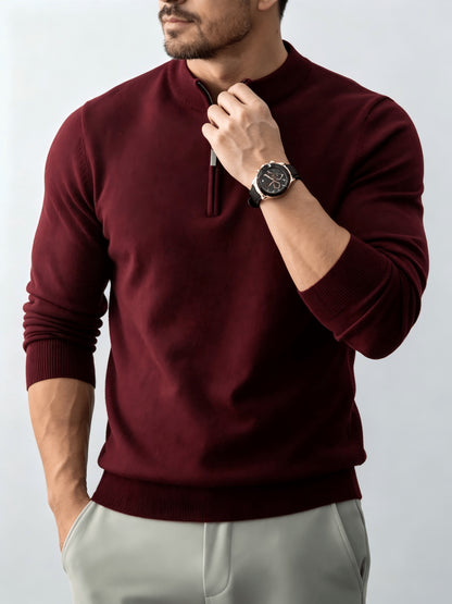 Men's Fall/Winter Half-Zip Stand Collar Knit Pullover Sweater