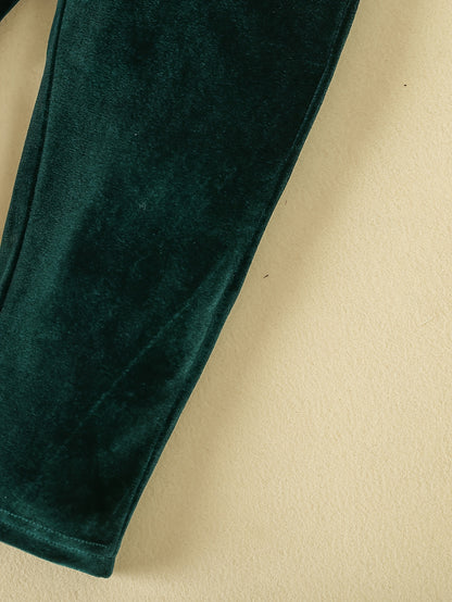 3pcs Boys' Gentleman Suit Set, Knitted Polyester, Solid Color, Slight Stretch, Regular Fit, with Long Sleeve Shirt, Bow Tie, Velvet Vest, and Pants, for Special Occasions - Party Outfit for Ages 12 and Under