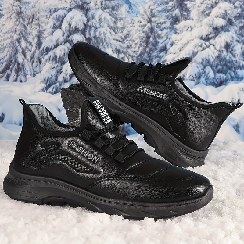 Men's Autumn and Winter Snow Boots with Plush Lining, Comfortable and Soft Soles, Outdoor Hiking Shoes, Comfortable and Durable Sports and Leisure Shoes, Suitable for Ice Walking and Daily Wear, Warm Winter Shoes, Snow Sports