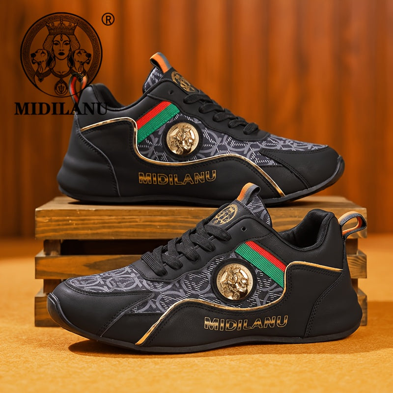 Men's Lightweight Casual Sneakers with Linear Design - All Season