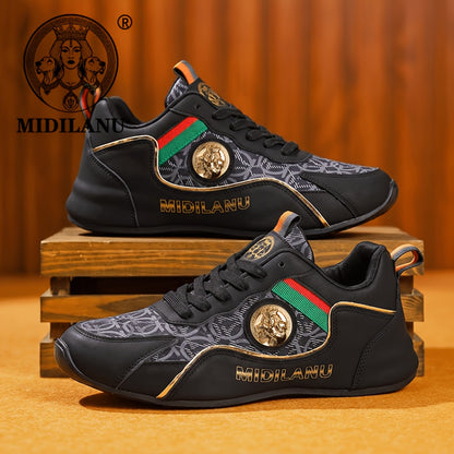 Men's Lightweight Casual Sneakers with Linear Design - All Season