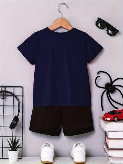 Summer Quick-Dry Shorts & Tee Set for Baby Boys, Jungle Print