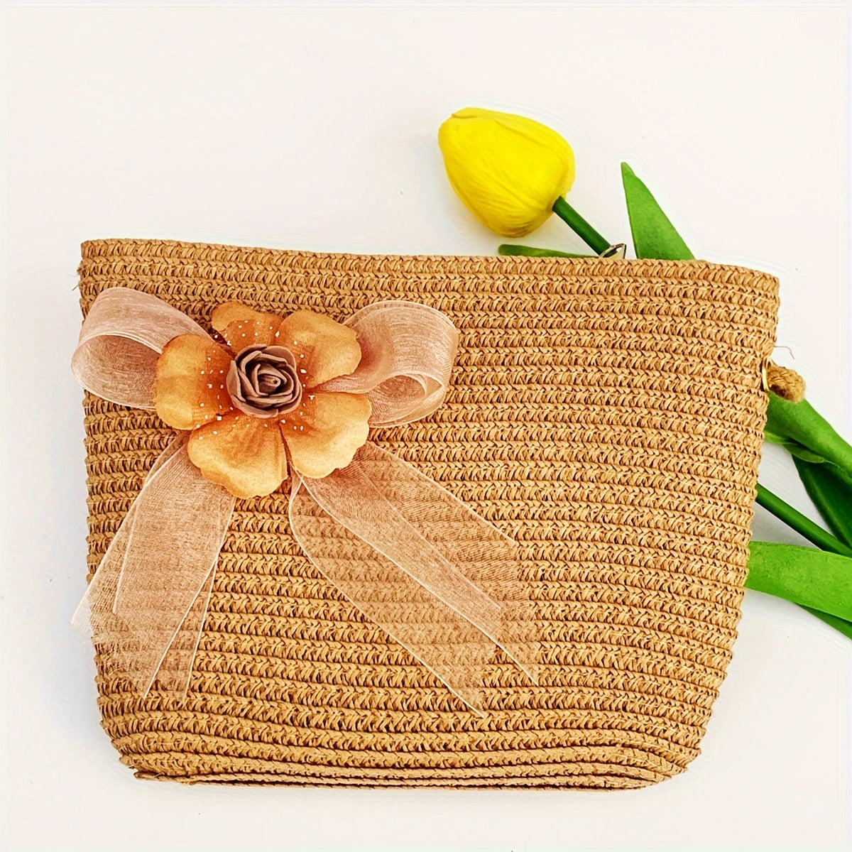 Women’s Adjustable Straw Hats with Floral Design and Carry Bag