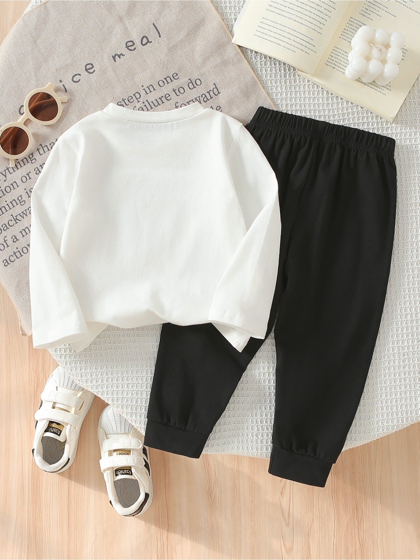 Boys' 2-Piece Cotton Casual Outfit Set - Long Sleeve Tee & Pants