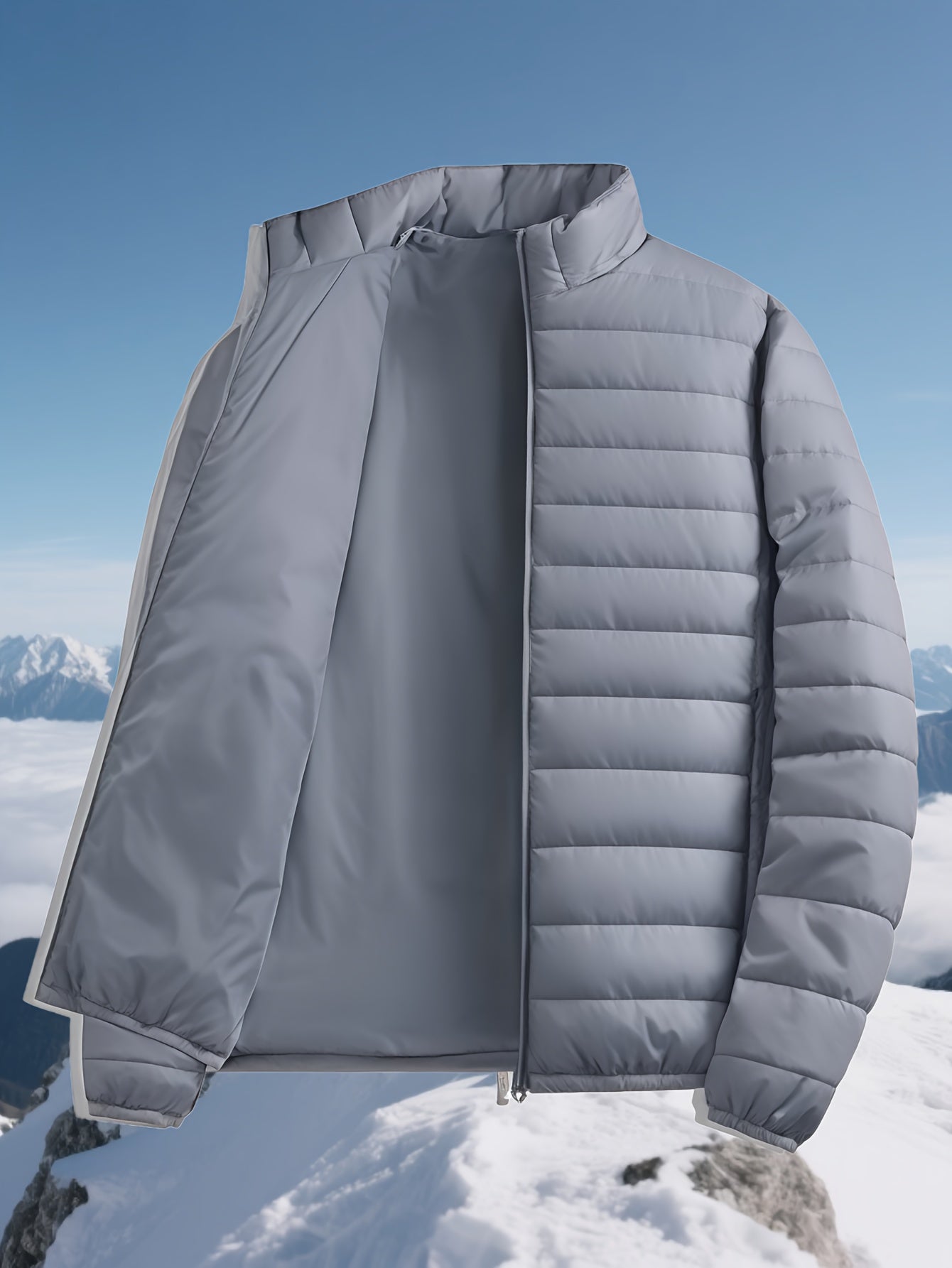 Men's Padded Coat - Men's Autumn/Winter Warm Outerwear - Men's Top - Men's Stand Collar Jacket - Men's Coat Jacket - Men's Warm Coat - Men's Overcoat - Men's Clothing - Men's Cold-Proof Coat - Autumn/Winter Coat, Solid Color, - ayq