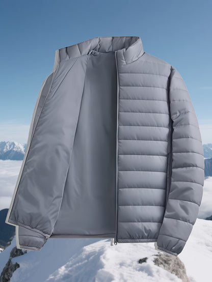 Men's Padded Coat - Men's Autumn/Winter Warm Outerwear - Men's Top - Men's Stand Collar Jacket - Men's Coat Jacket - Men's Warm Coat - Men's Overcoat - Men's Clothing - Men's Cold-Proof Coat - Autumn/Winter Coat, Solid Color, - ayq