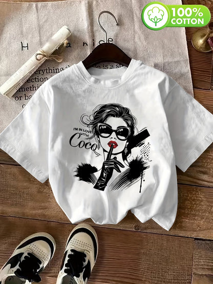 Women's Casual Vintage Printed Cotton T-Shirt for Summer