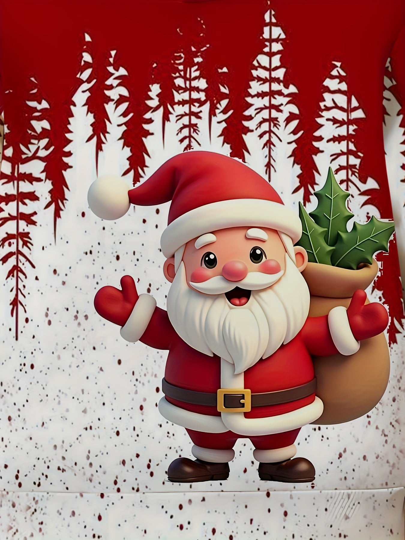 Boys' & Girls' 3D Hooded Sweatshirt & Pants Set - Santa Claus & Snowman Print, Loose Fit Long Sleeve Pullover with Pockets, Red & Winter Outfit for 4-14 Years, for Outdoor, Christmas, Halloween, Thanksgiving, New Year's, Wint