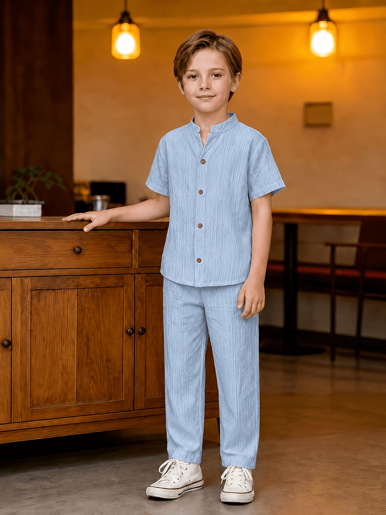 Boys' Vintage Chinese-Style Summer Set with Breathable Fabric