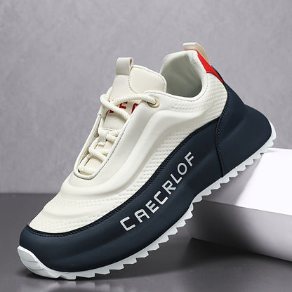 Men's Casual Lace-Up Basketball Shoes, Classic White and Blue Contrast Sneakers, Offering a Breathable, Lightweight, and Comfortable Feel with Shock Absorption and Wear Resistance. Suitable for All-season Casual and Daily Spo - ayq