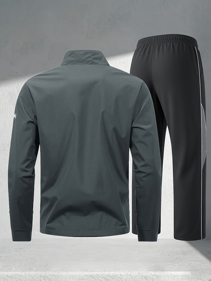 Men's Casual Polyester Athletic Tracksuit Set for Spring/Fall