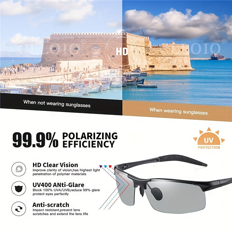Men's Polarized Photochromic Aluminum Sunglasses UV400