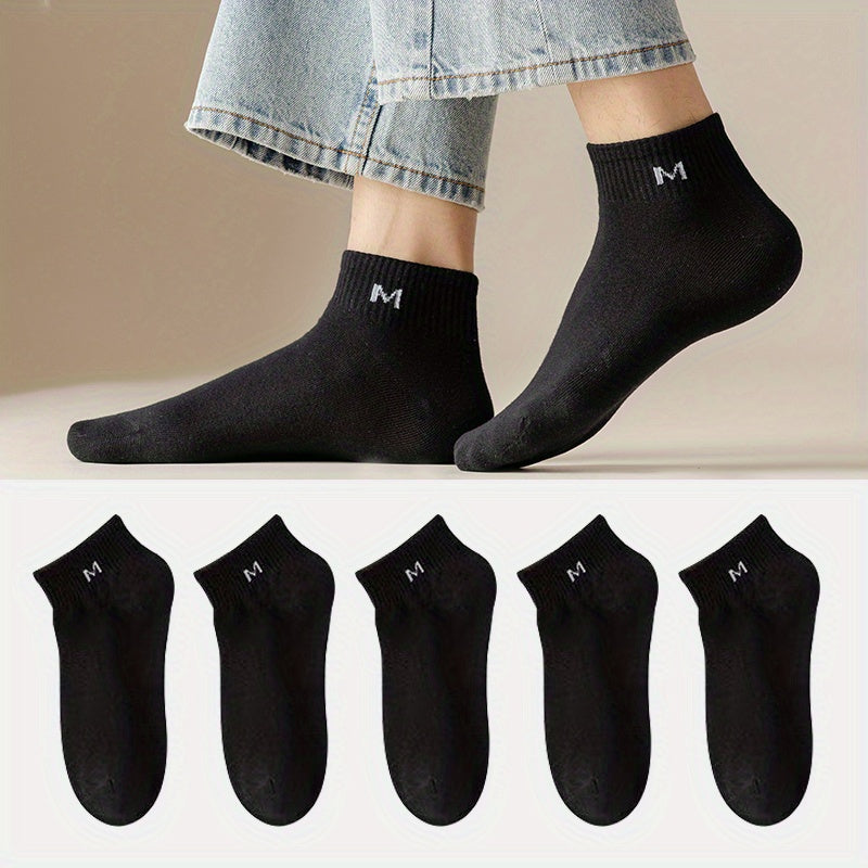 5pairs Men's Thin Mesh Breathable Sweat Absorption Socks For Summer, Men's Trendy Socks