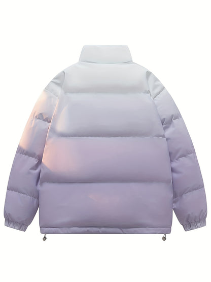 Տղամարդու գունային բլոկներով կարված բաճկոն - հարմարավետ բրդյա ծածկույթով ձմեռային բաճկոն՝ կանգնած օձիքով, կայծակաճարմանդով և բազմաթիվ գրպաններով՝ ամենօրյա հագուստի համար, ձմեռային բաճկոն, հաստ