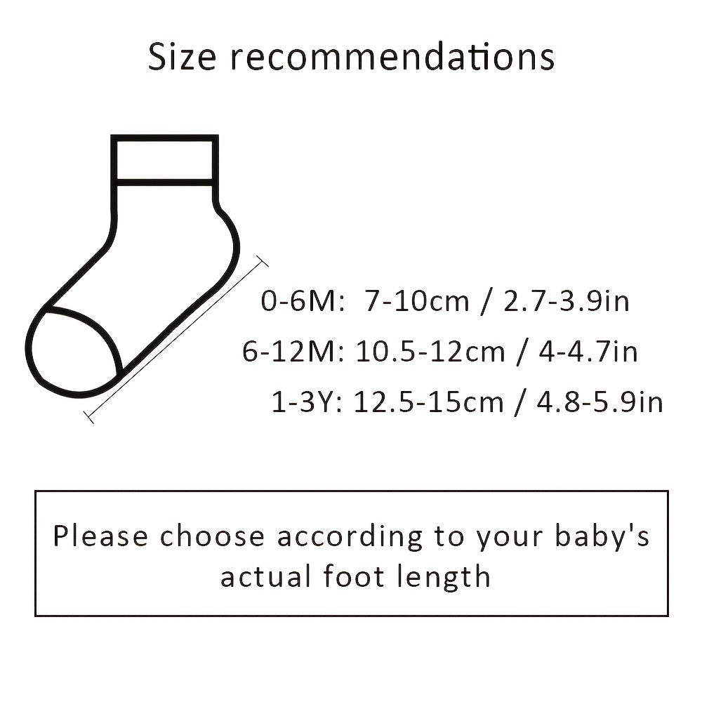 Baby Socks Cartoon Pattern & Solid Color Socks Newborn Toddler Boys Girls Baby Socks Kids Socks 5pairs/set
