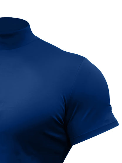 Men's High-Neck Short-Sleeve T-Shirt for Spring and Summer - Fashionable, Comfortable, and Essential for Casual Wear - ayq