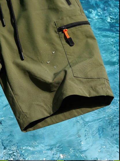 Men's Casual Loose-Fit Cargo Shorts with Elastic Drawstring Waist