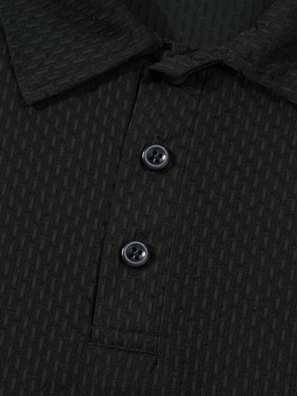 Summer Sports Casual Wear High-End Front Button Short Sleeve Shirt Breathable Turn- Collar Mesh Stretch Solid Color Top Golf Business Men's Short Sleeve - ayq