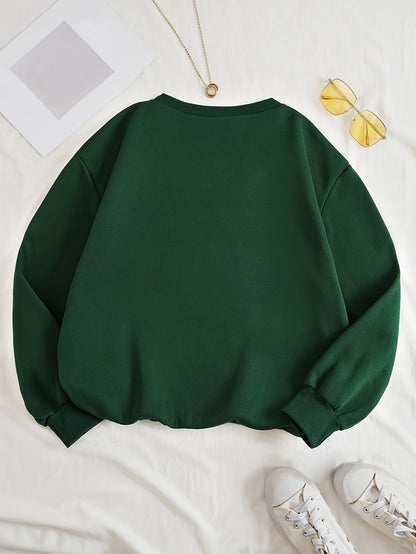 Women's Red Christmas Tree & Lettering Sweater - Cozy Winter Pullover with Round Neck Long Sleeve, Thickened Sweating-Reducing Blouse for Xmas Party Outfits, Family Gatherings (Machine Washable, Autumn/Winter Clothing)