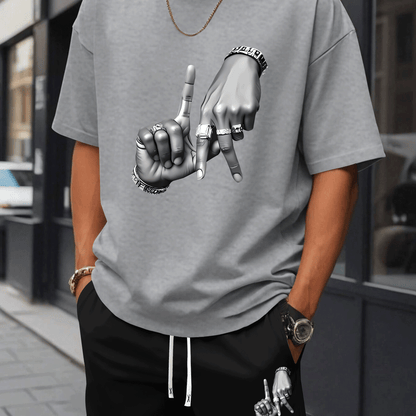 New Summer Men's Printed 2pcs Fashion Casual Suit, Round Neck Short Sleeve T-shirt and Waistband Shorts Set