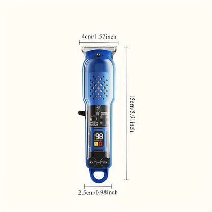 Professional Cordless Hair Clipper with Digital Display | Transparent Barber Trimmer with 4 Limiting Comb, USB Rechargeable, High-Quality, ABS Plastic Body, for Salon, Home, Travel