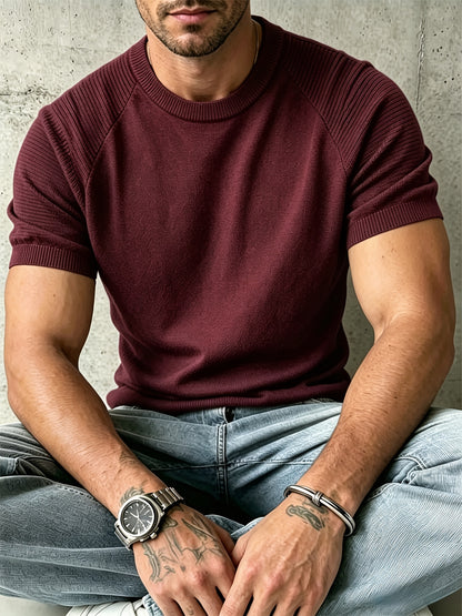 Men's Casual Lightweight Knit Short Sleeve Crew Neck Sweater