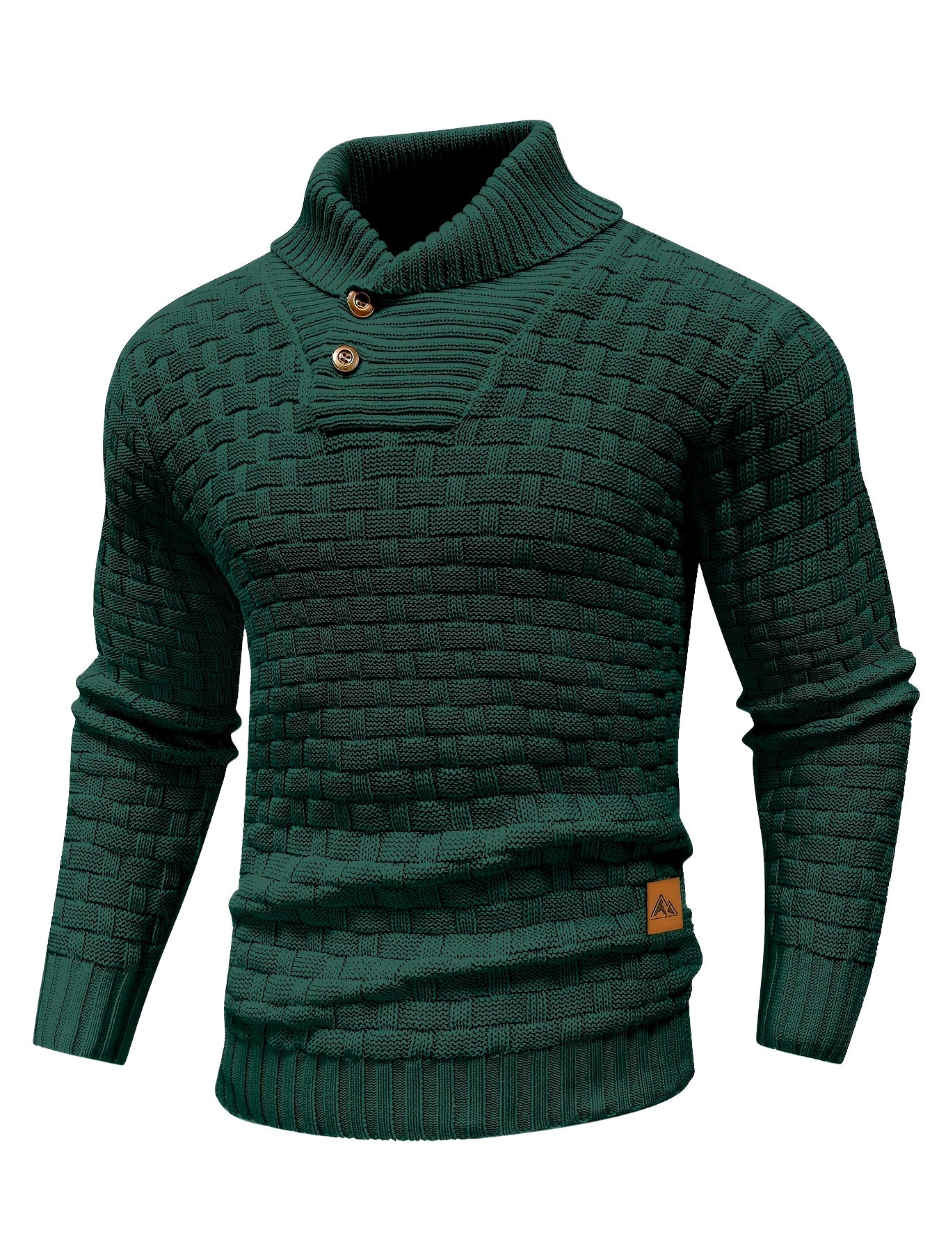 Men's Casual Waffle Pattern High Stretch Sweater, Chic Mature Pullover Sweater For Fall Winter