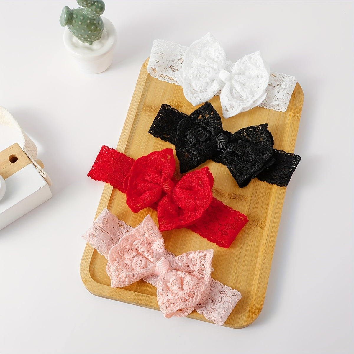 1 Set Baby Lace Bowknot Socks and Hairband, Polyester 95% Spandex 5%, All-Season Knit Fabric, Hand Wash Only, Perfect for Newborn, First Birthday Gift, 27g/m²