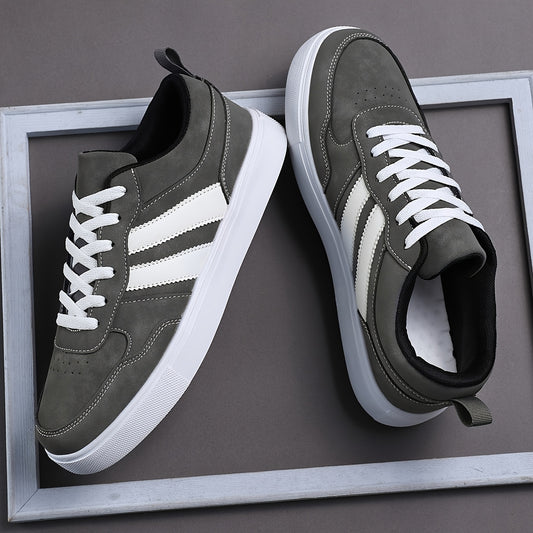 Men's Striped Low-Top Casual Sneakers with Soft EVA Sole