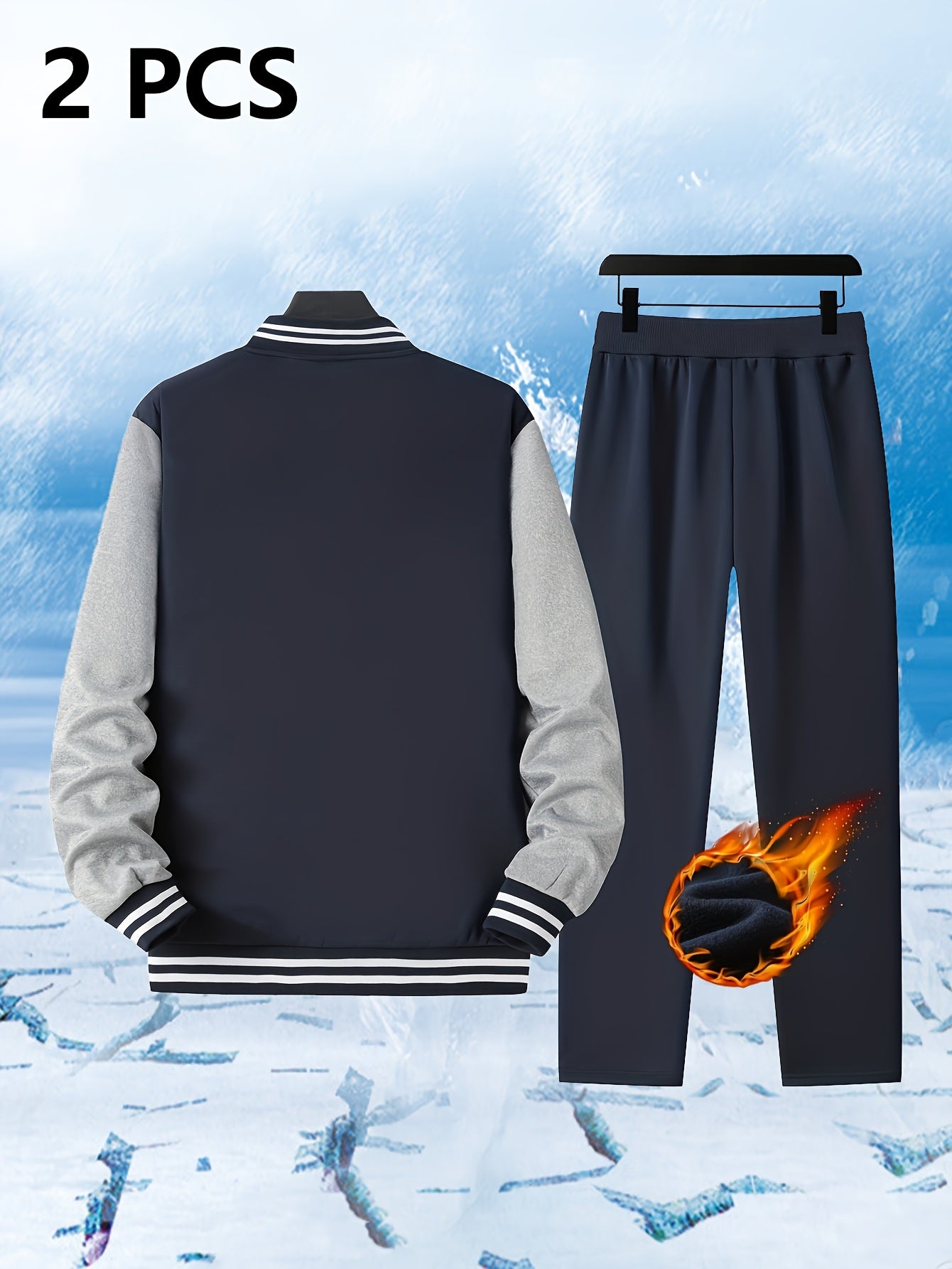 Men's Spring-Fall Sports Outfit Set with Embroidered Design