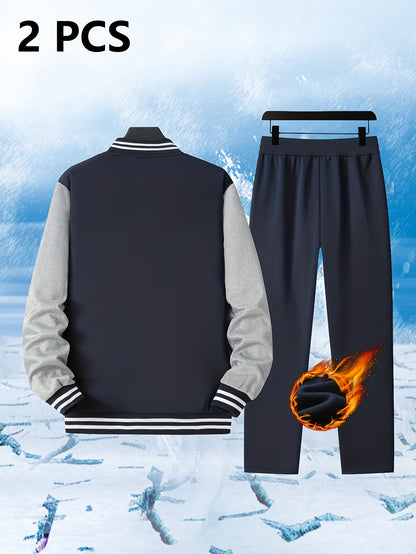 Men's Spring-Fall Sports Outfit Set with Embroidered Design