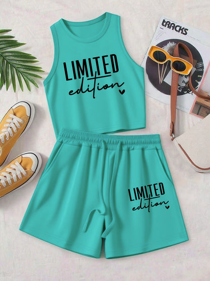Casual Women's Two-Piece Set with Printed Top and Shorts