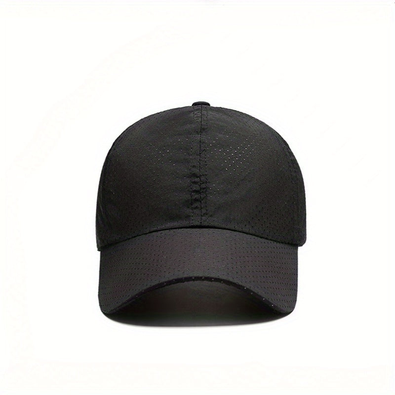 1pc Breathable Quick-Dry Mesh Baseball Cap for Men & Women - Adjustable Snapback, Lightweight Sun Hat for Outdoor Sports, Golf, Tennis, Running, Hiking, Camping - Black, Navy Blue, Dark Gray, Light Gray, Olive Green, Adjustab