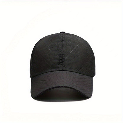 1pc Breathable Quick-Dry Mesh Baseball Cap for Men & Women - Adjustable Snapback, Lightweight Sun Hat for Outdoor Sports, Golf, Tennis, Running, Hiking, Camping - Black, Navy Blue, Dark Gray, Light Gray, Olive Green, Adjustab