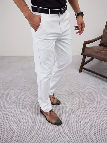 Men'S Casual Solid Color Regular Length Slight Stretch Woven Fabric Pants for Adult