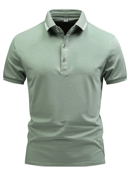Men's Lightweight Cotton Stretch Business Shirt with Lapel Collar