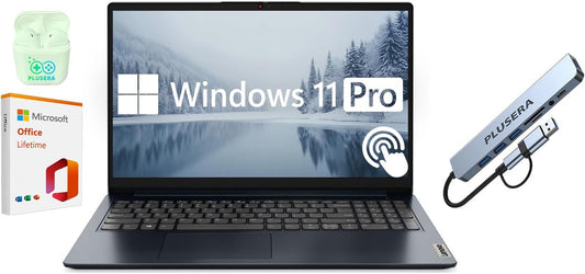 Lenovo Ideapad 15.6” FHD Touchscreen Laptop, 40GB RAM 2.5TB Storage (2TB SSD+512GB Docking Station Set), 10-Cores Intel Core I5, Windows 11 Pro with Microsoft Office Lifetime Suite, PLUSERA Earphones