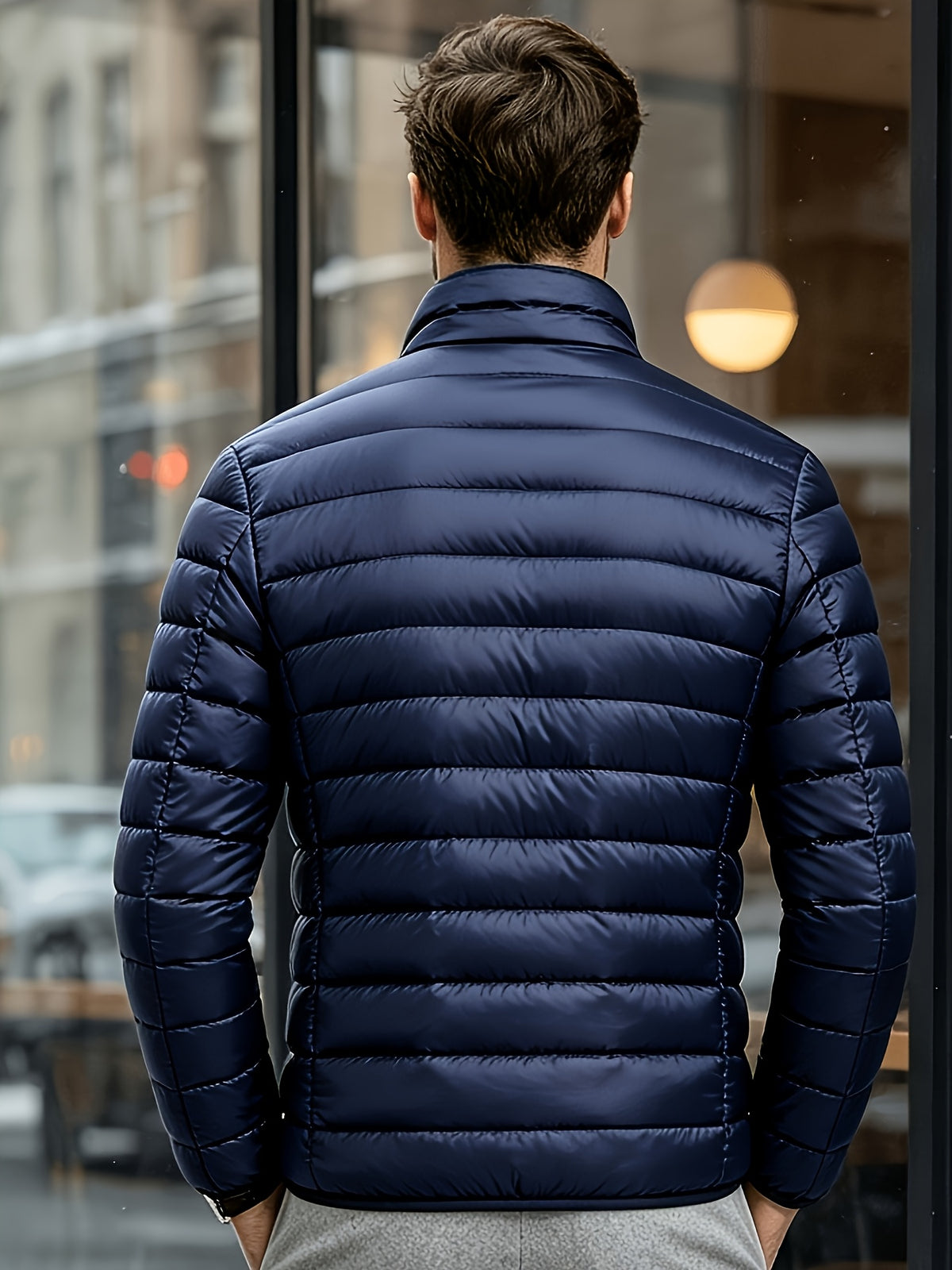 Men's Lightweight Stand-Collar Quilted Jacket for Fall Winter