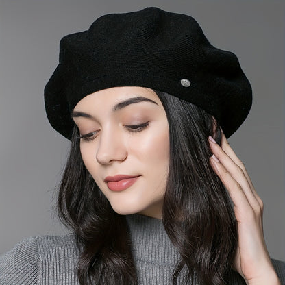 Women’s Wool Blend Winter Beret - Warm & Lightweight