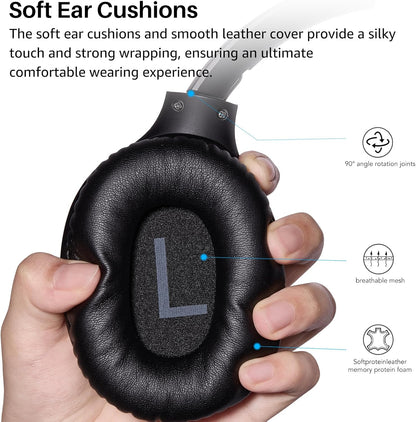 TOZO Bluetooth 5.4 over Ear Headphones, ENC Call Noise Cancelling Mic, Foldable Wireless Headset, 70H Playback, Deep Bass Stereo Sound, Customizable EQ via Button & App, for Travel and Home, Upgraded