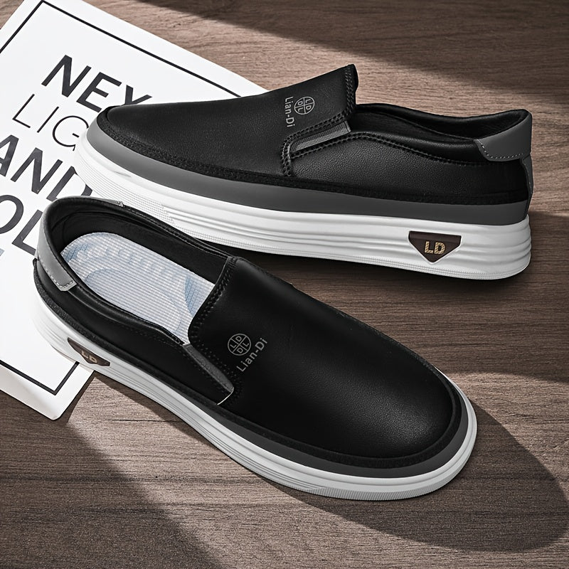 Men's Casual Slip-On Shoes - Lightweight PU, All-Season Comfort