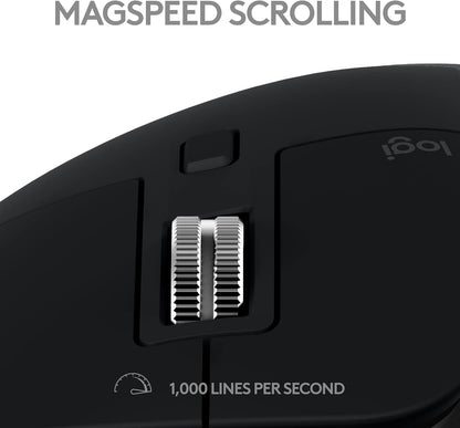 Logitech MX Master 3S for Mac - Wireless Bluetooth Mouse with Ultra-Fast Scrolling, Ergo, 8K DPI, Quiet Clicks, Track on Glass, Customization, USB-C, Apple, Ipad - Space Grey