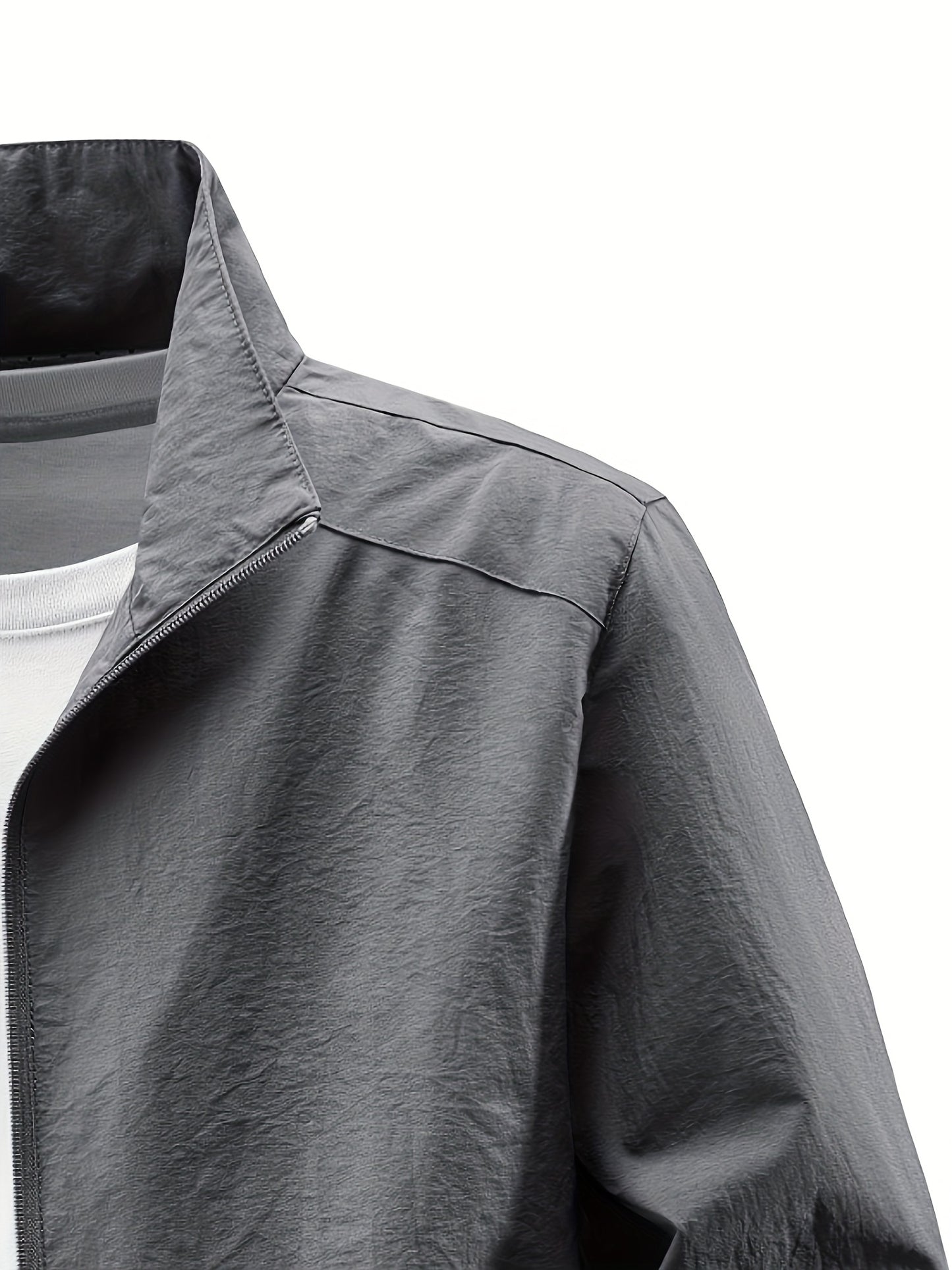 Տղամարդու ձիթապտղի կանաչ բոմբեր բաճկոն՝ կանգնած օձիքով - ամենօրյա, հարմարավետ, կայծակաճարմանդով վերնազգեստ՝ բացօթյա գործունեության համար, ամենօրյա հագուստ | Կանգնած օձիքով բաճկոն | Կայծակաճարմանդով բաճկոն