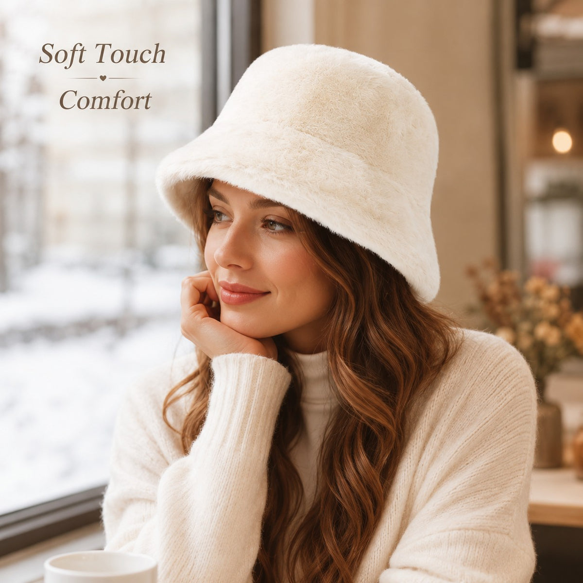 Women's Soft Warm Outdoor Bucket Hat for Fall Winter