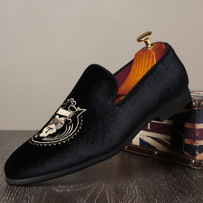 Men's Casual Slip-On Loafers with Lion Design